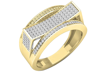 Gold Plated Concave Micro Pave Iced Out Ring